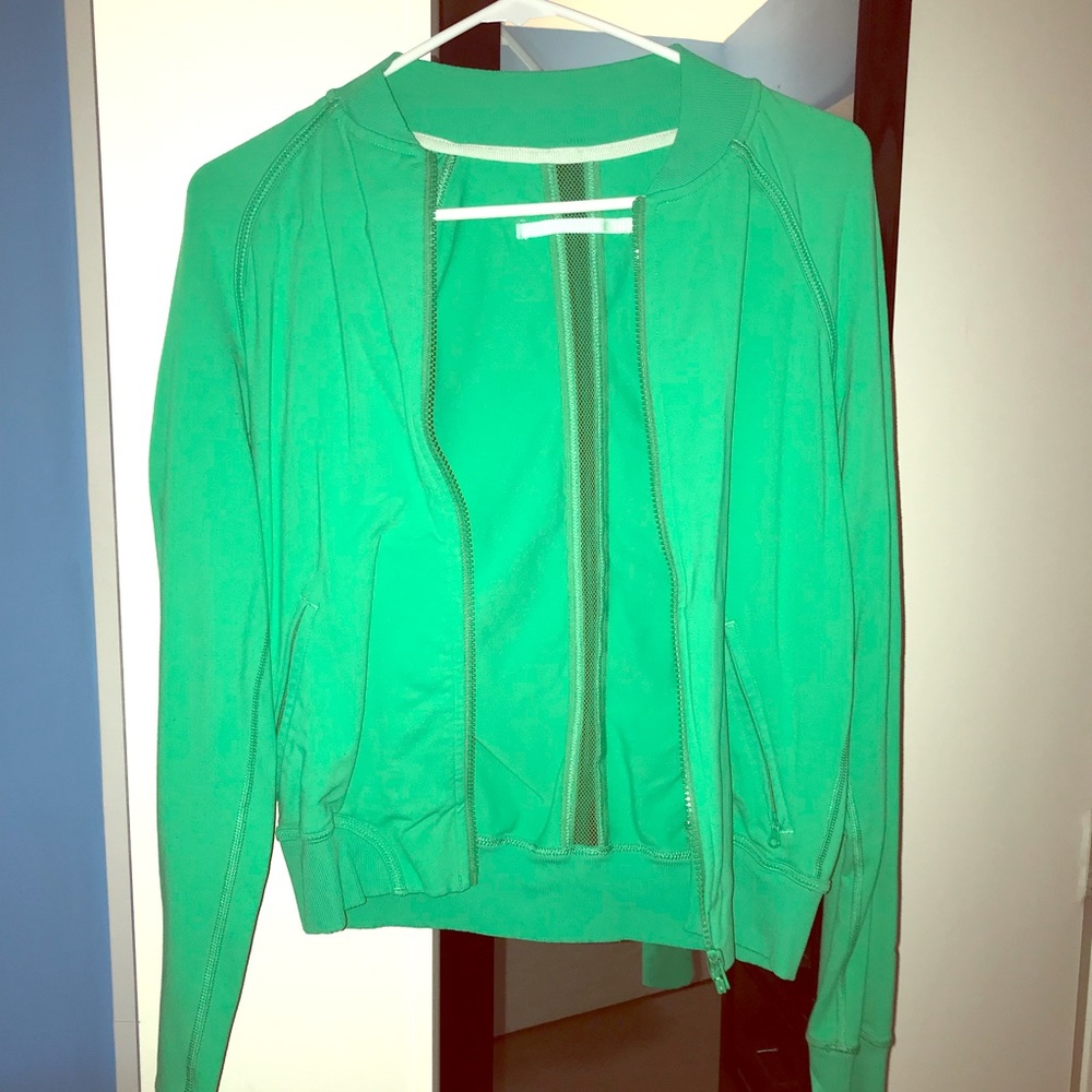 Lululemon Om Me Home Green Bomber Jacket Size 6